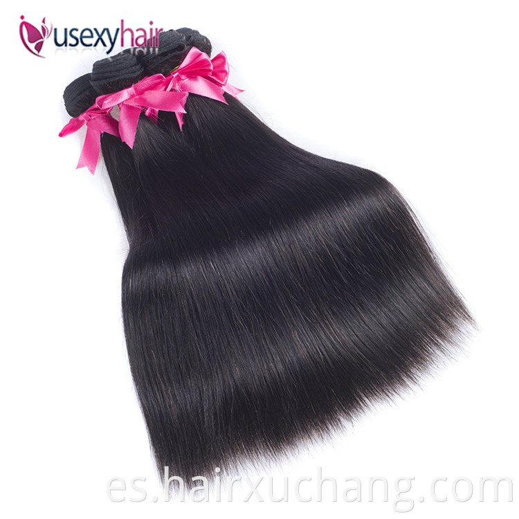 Extensiones de cabello indio crudo recto al por mayor 9A Grado 100 por ciento de cabello humano con cierre frontal de encaje